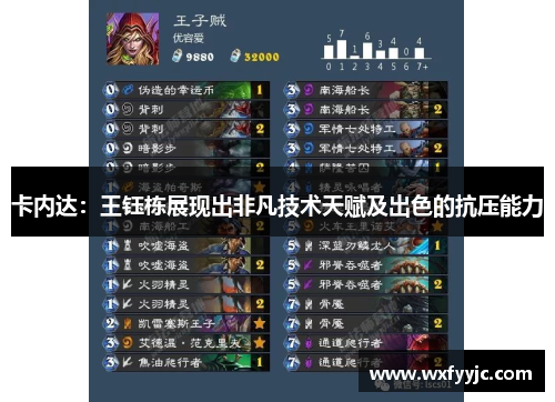 卡内达：王钰栋展现出非凡技术天赋及出色的抗压能力